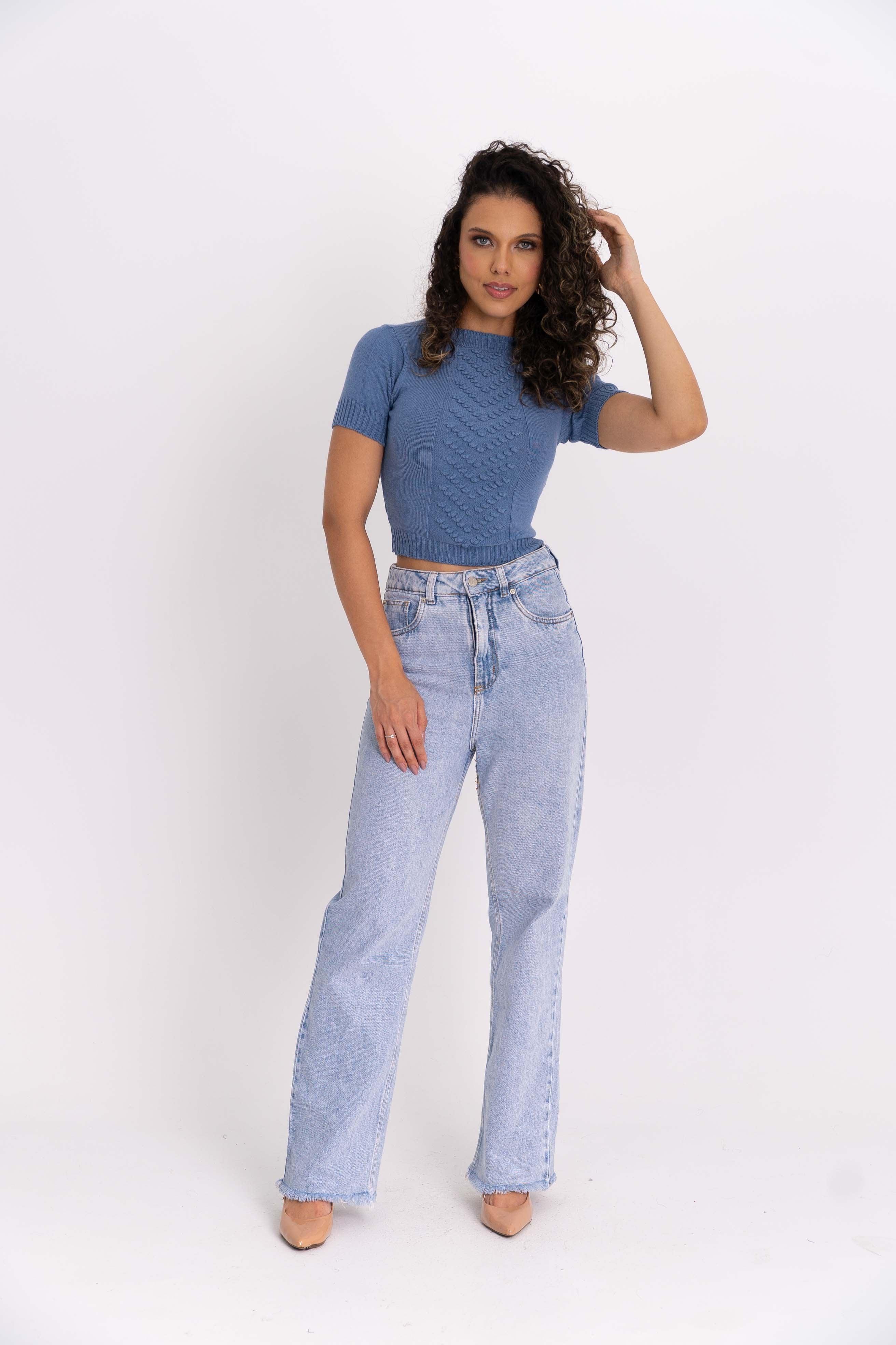 Cropped Tricot Ponto Pipoca