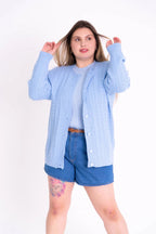 Casaco de Tricot Feminino com Botões Plus Size