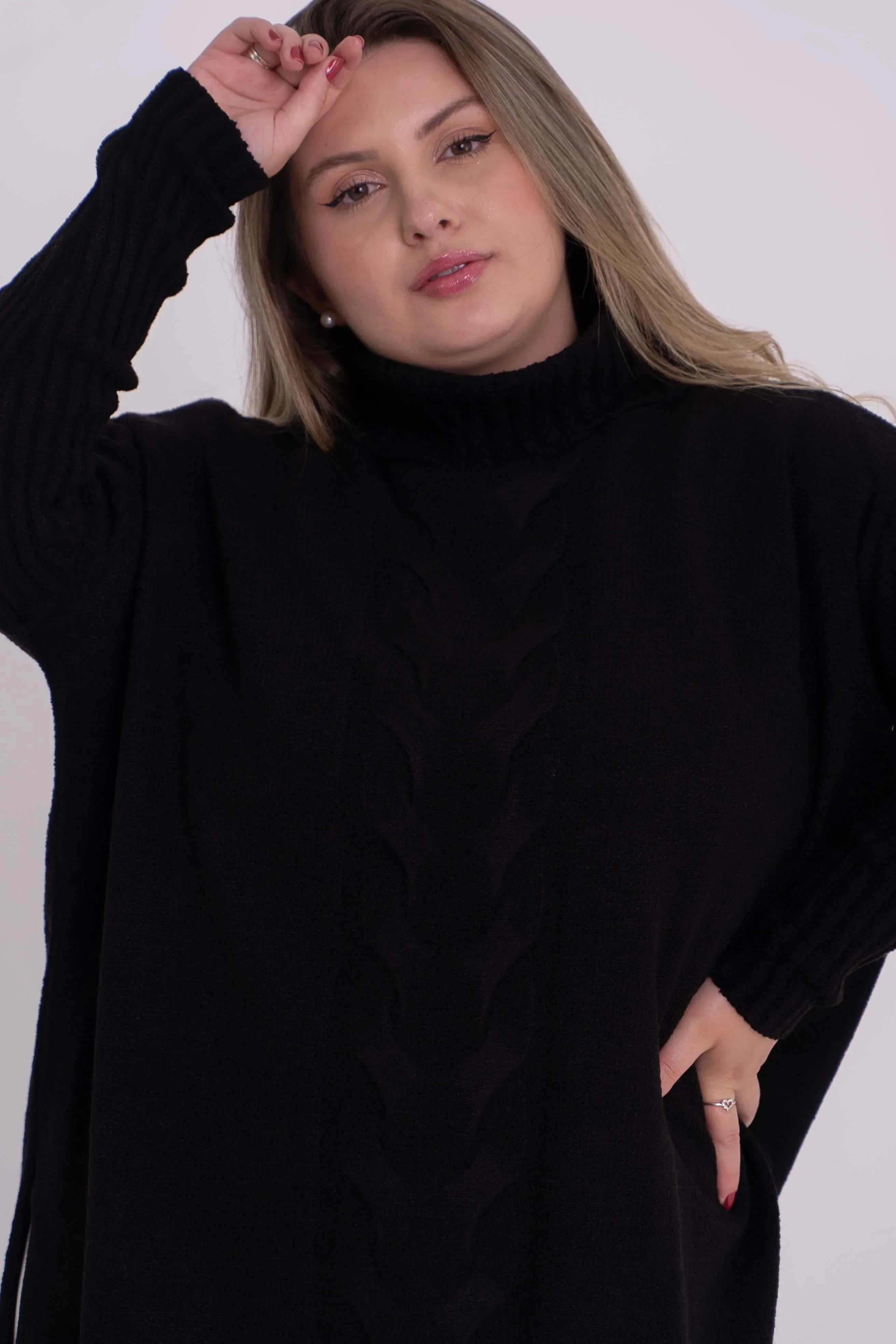 Poncho Mousse Trançado