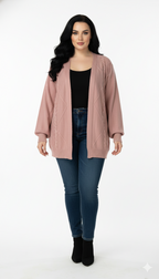 Casaco de Tricot Feminino Losango Plus Size