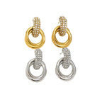 Brincos Duplos de Zircão em Aço Inoxidável