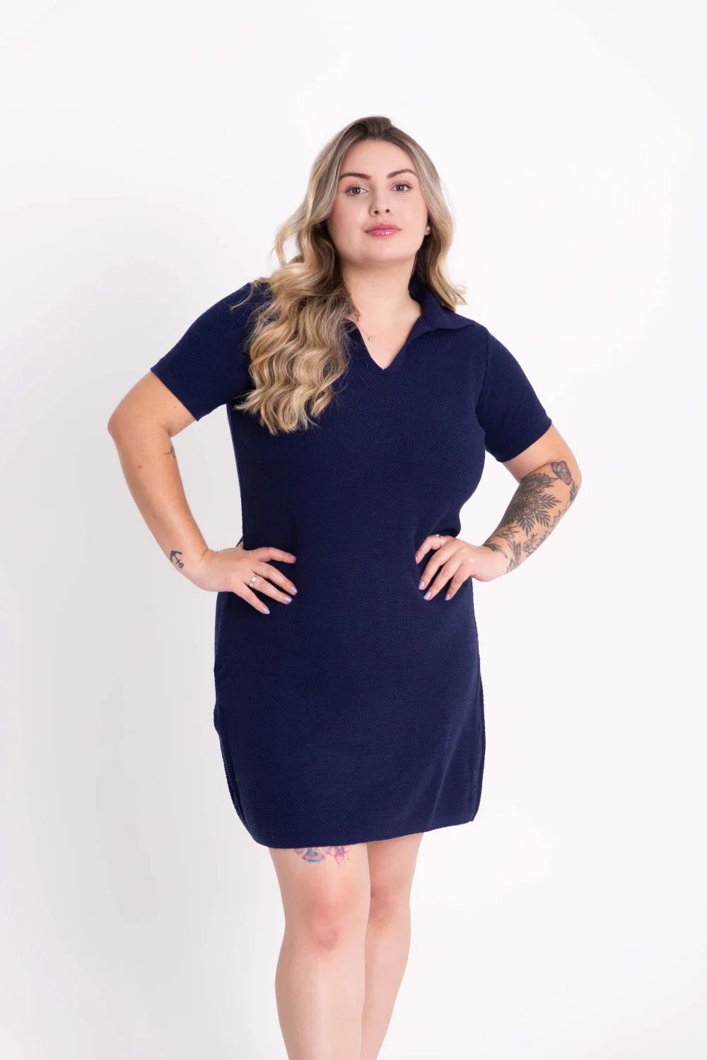 Vestido Modal com Gola Polo