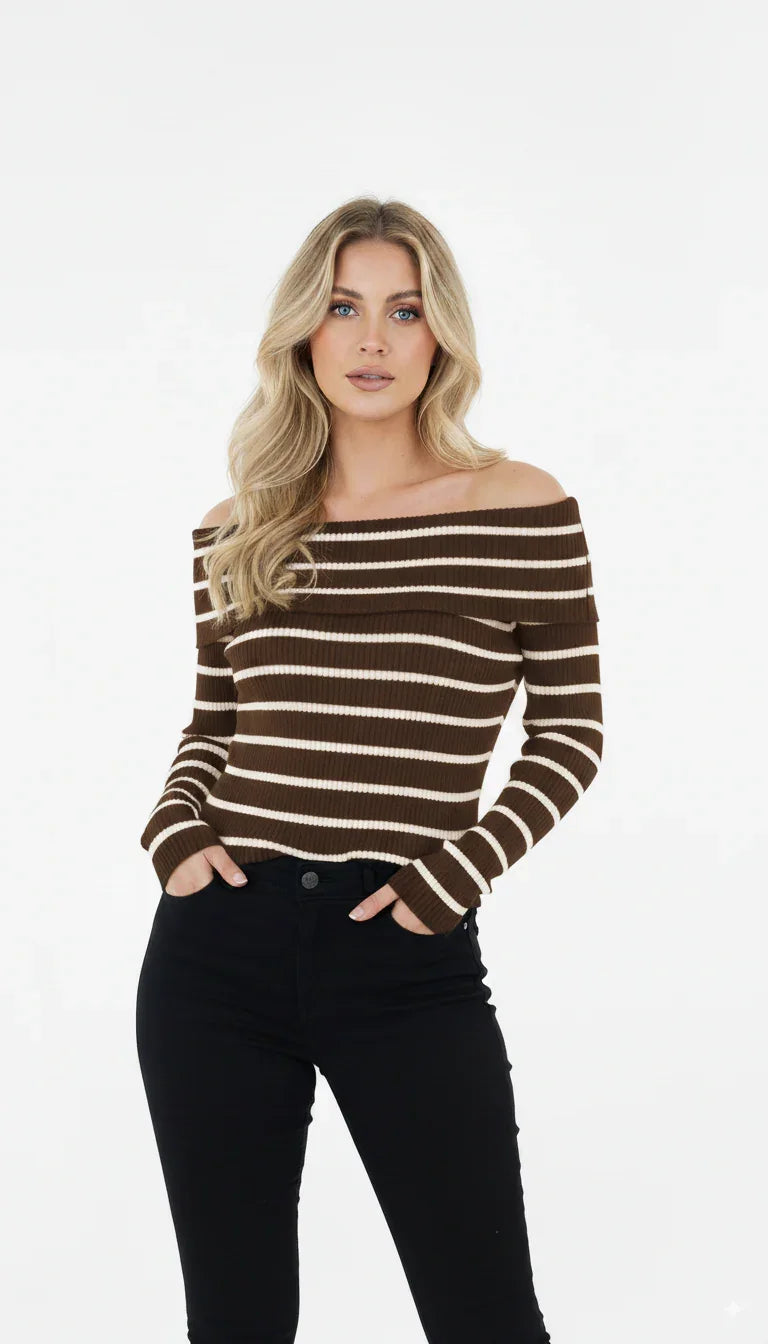 Blusa Ombro a Ombro Listrada