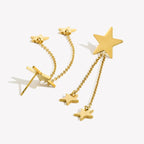Brincos Estrela de Borla em Aço Inoxidável Banhado a Ouro