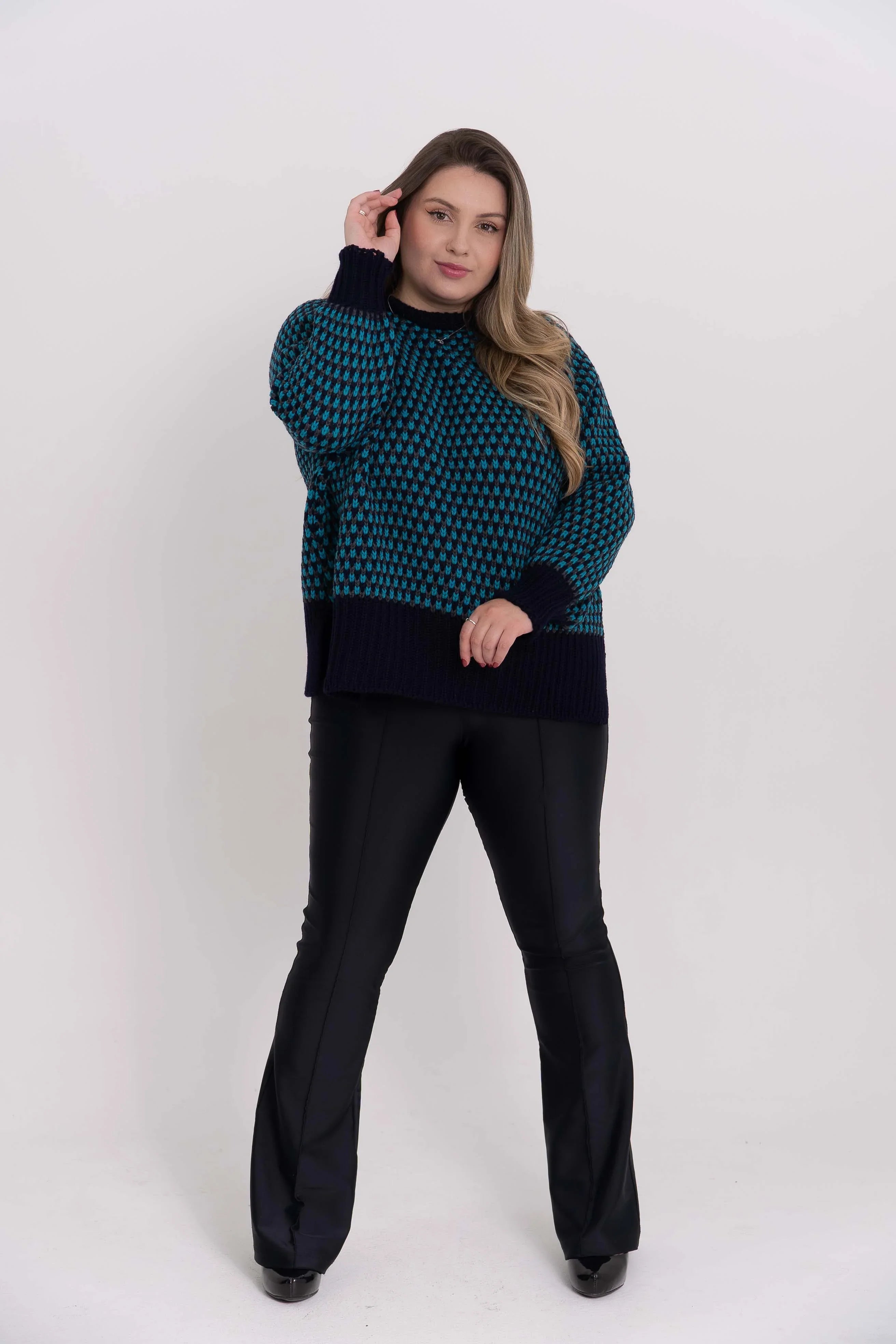 Poncho de lã mesclado