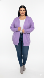 Casaco de Tricot Feminino Losango Plus Size