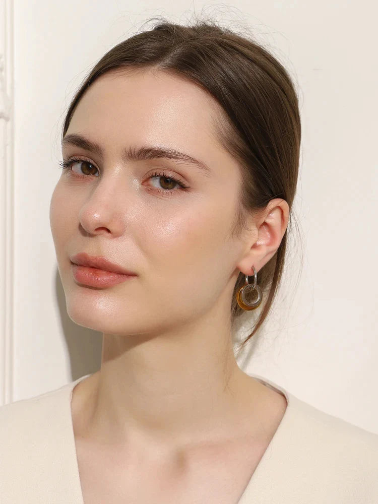 Brincos E.B.belle Dois Tons 18k Ouro Banhado