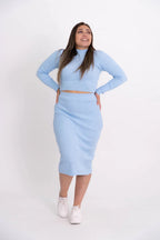 Conjunto Modal Saia Mid e Cropped Canelado