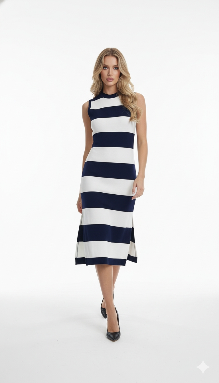 Vestido Midi Listrado