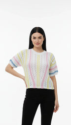 Tshirt Listrada em Tricot Leve