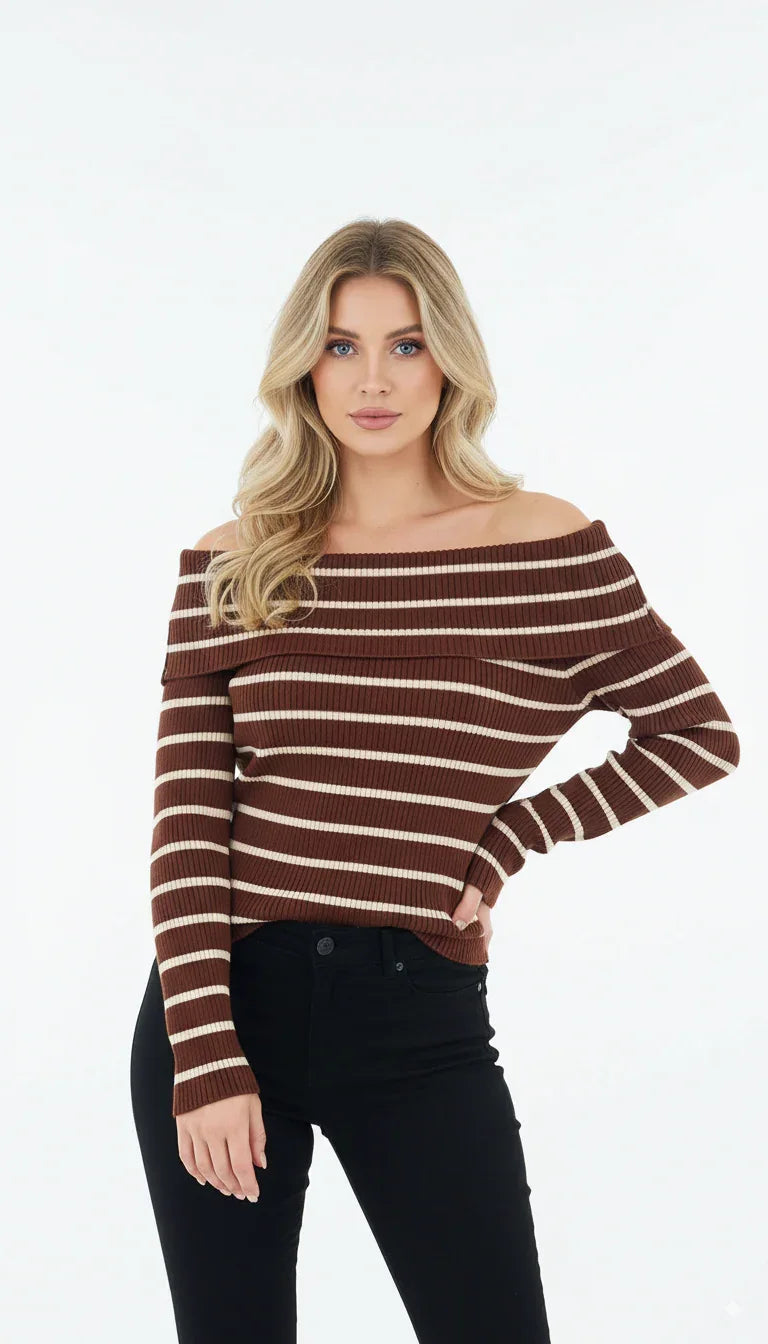 Blusa Ombro a Ombro Listrada