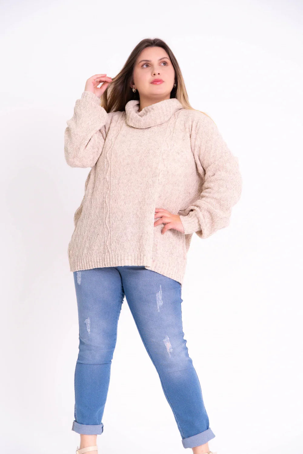 Blusa Plus Size Feminina Gola Alta