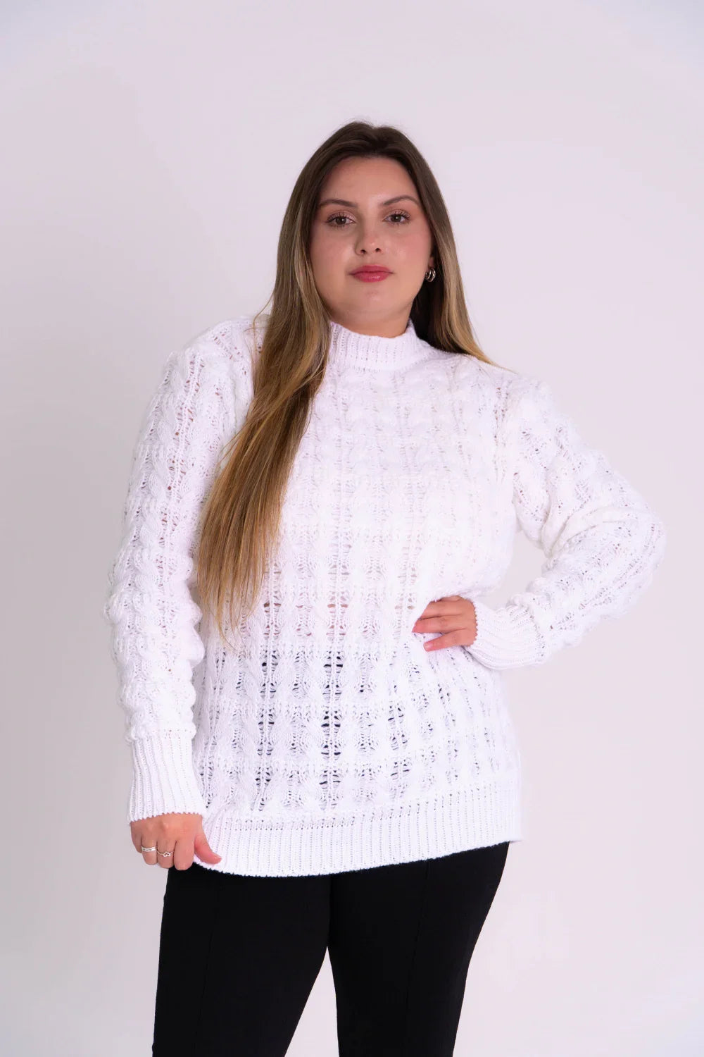 Blusa Tricot com Tranças Feminina