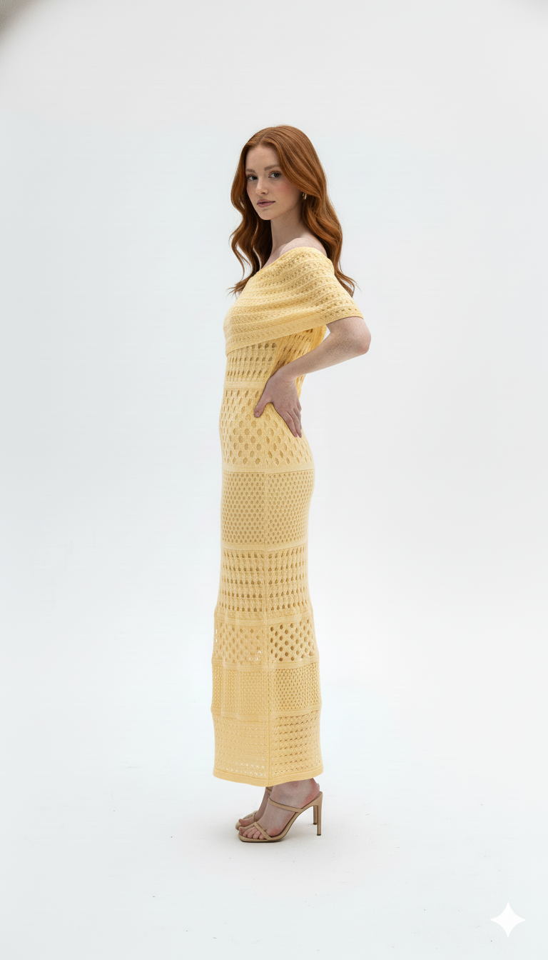 Vestido Ombro a Ombro Rendado