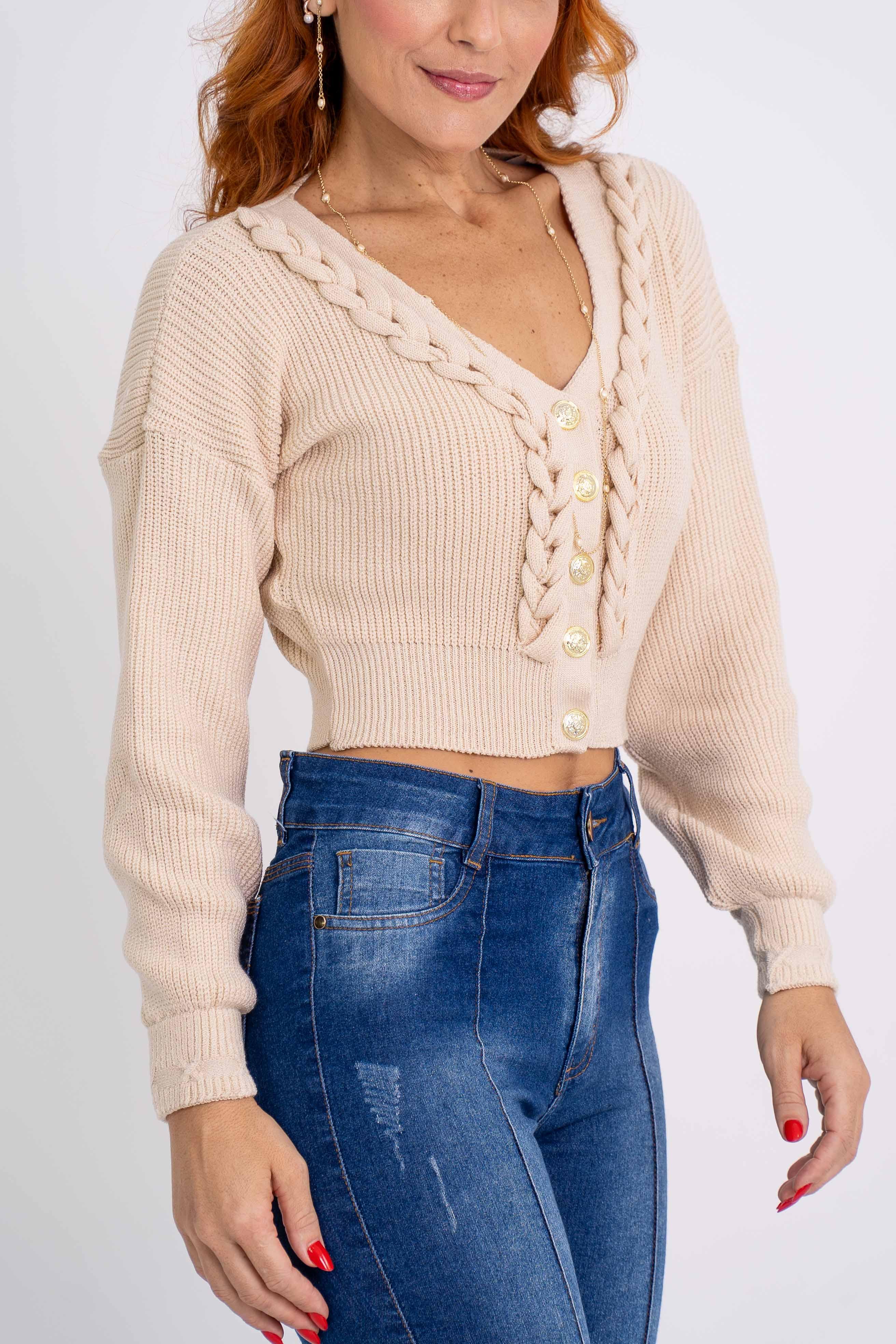 Casaquinho Cropped Botões Modal