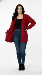 Casaco de Tricot Feminino Losango Plus Size