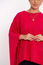 Poncho Quadrado com Trança Horizontal