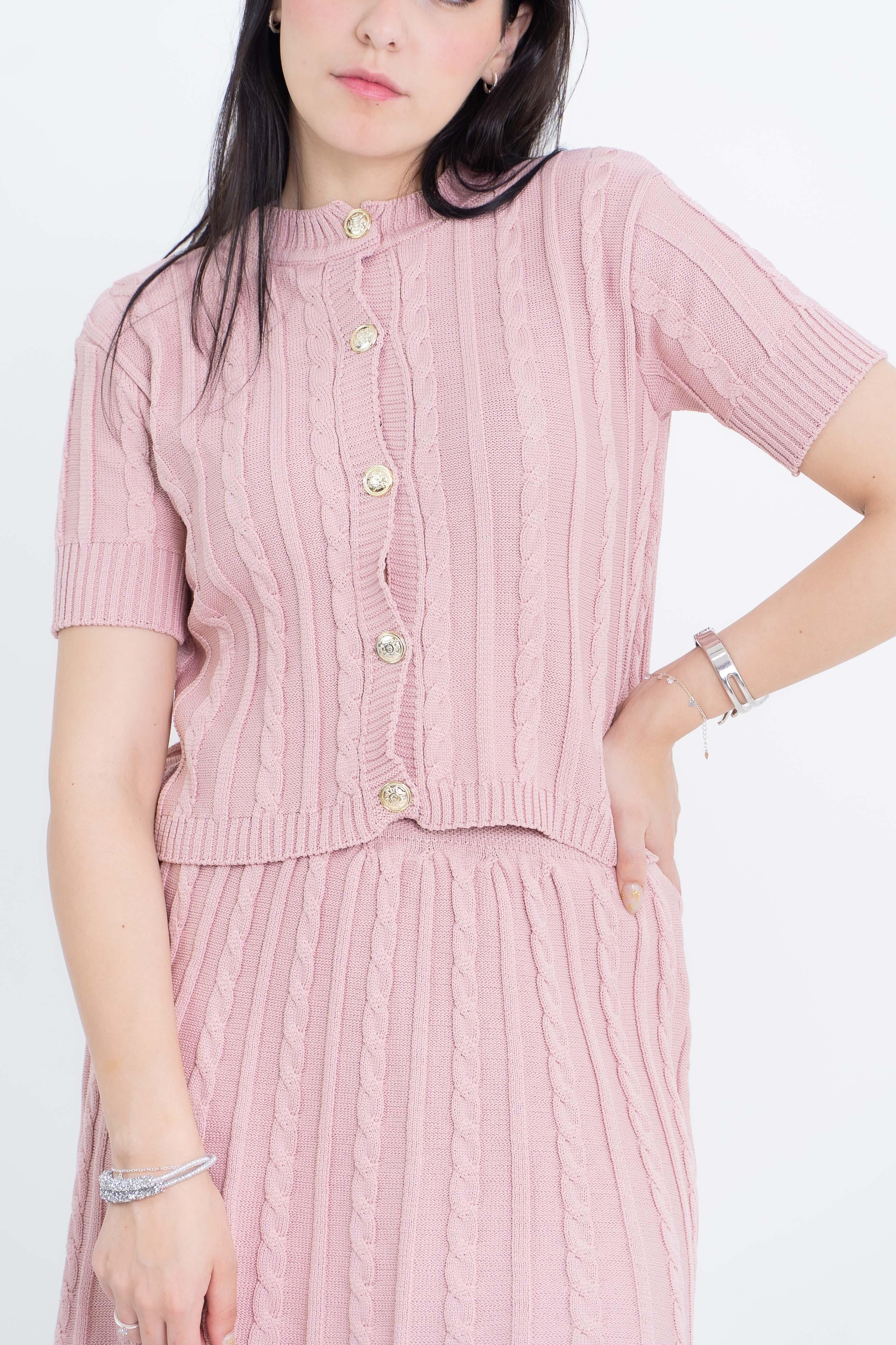 Conjunto Trançado Casaco e Mini Saia