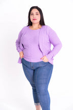 Conjunto de Tricot Plus Size com Blusinha e Cardigan