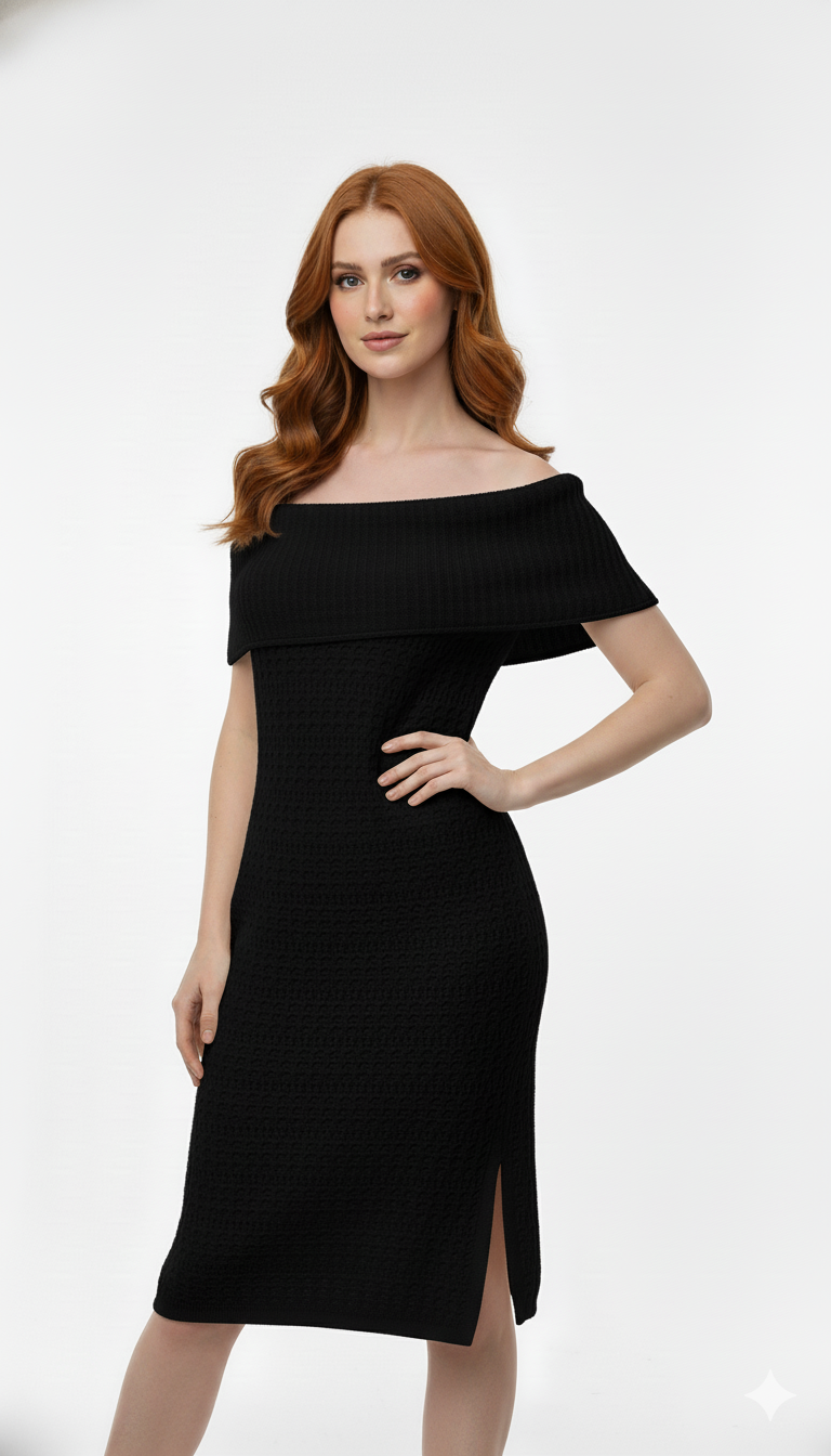 Vestido Ombro a Ombro com fenda