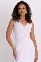 Vestido Modal Canelado Fenda