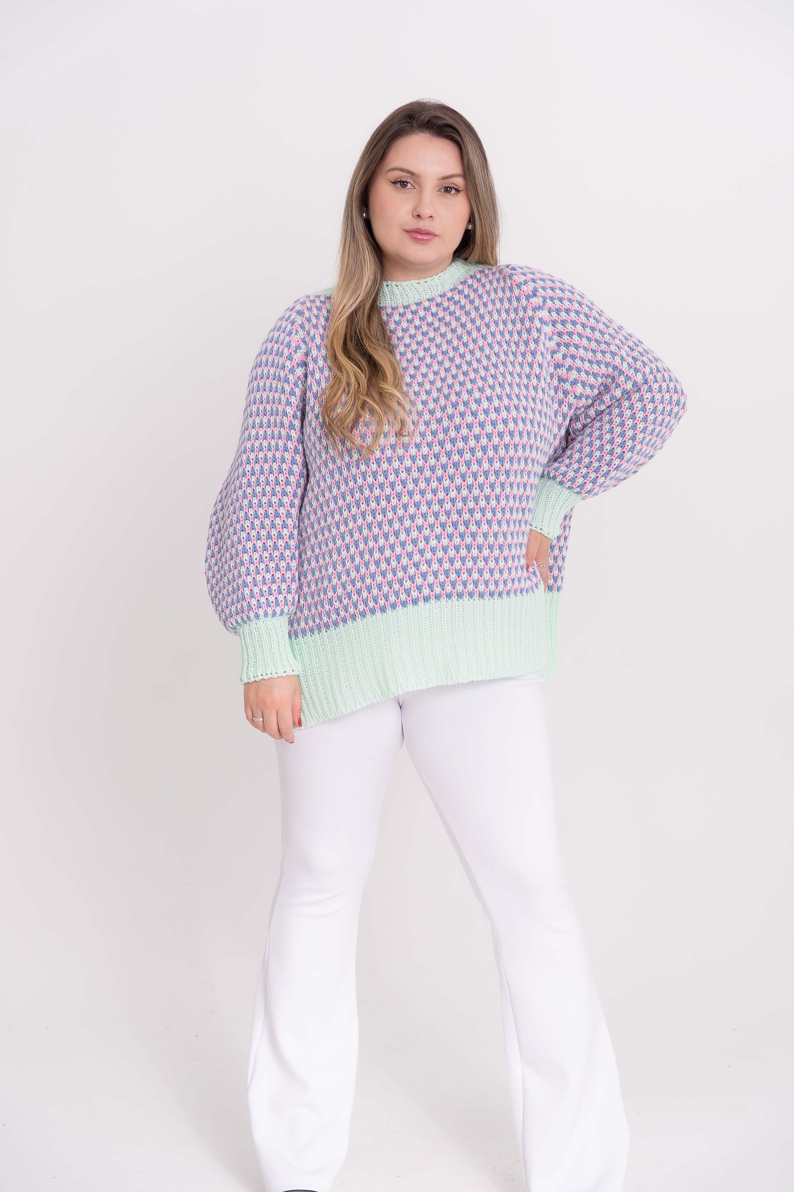 Poncho de lã mesclado