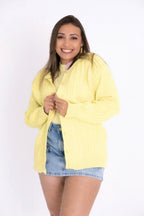 Casaco de Tricot Feminino com Botões Plus Size