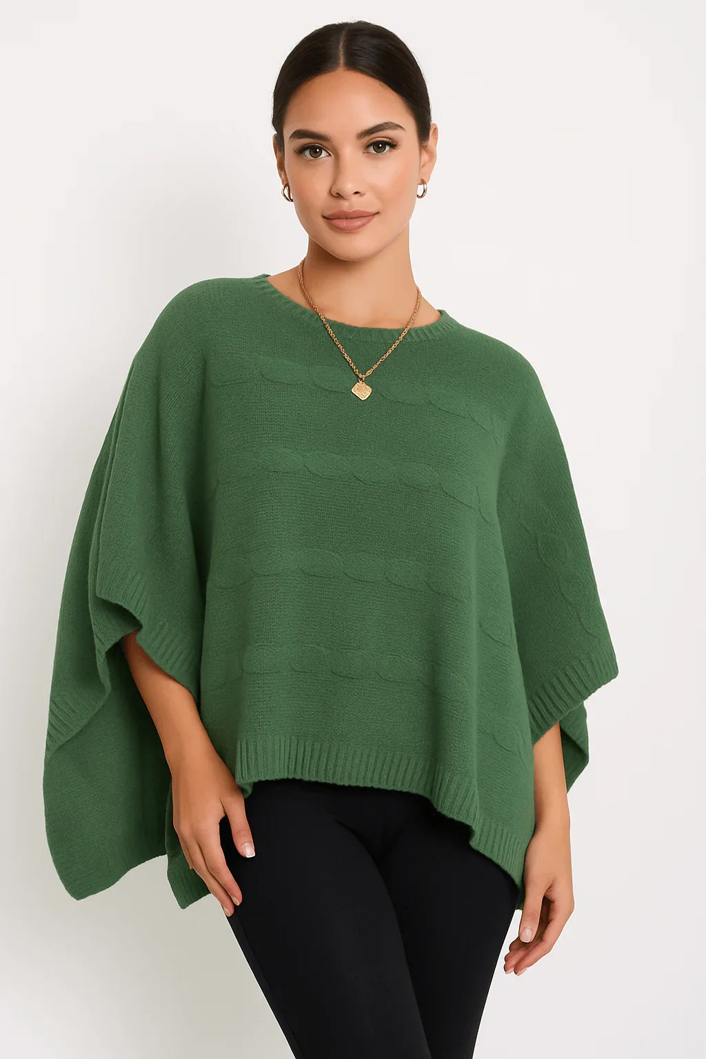 Poncho Quadrado com Trança Horizontal