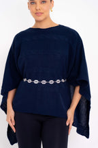 Poncho Quadrado com Trança Horizontal