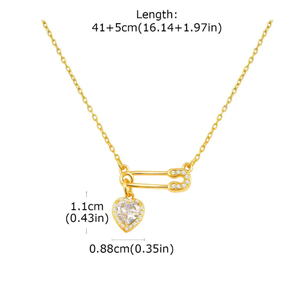 Colar de Pingente Coração Luxuoso com Zircônia e Ouro 18K