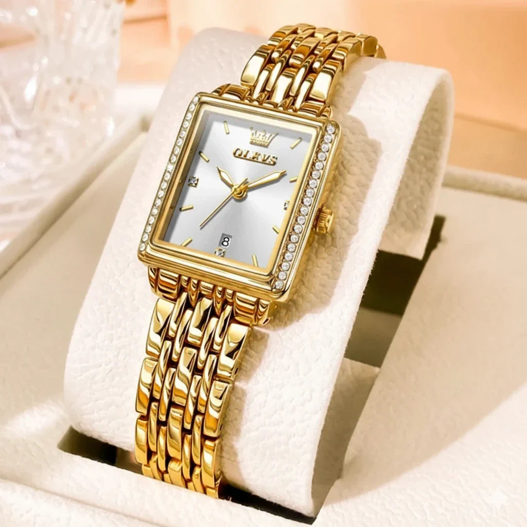 OLEVS Relógio de Luxo Feminino à Prova D'Água em Ouro