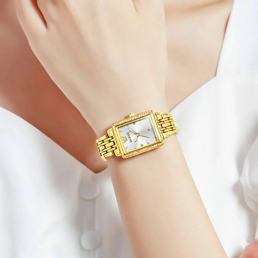 OLEVS Relógio de Luxo Feminino à Prova D'Água em Ouro