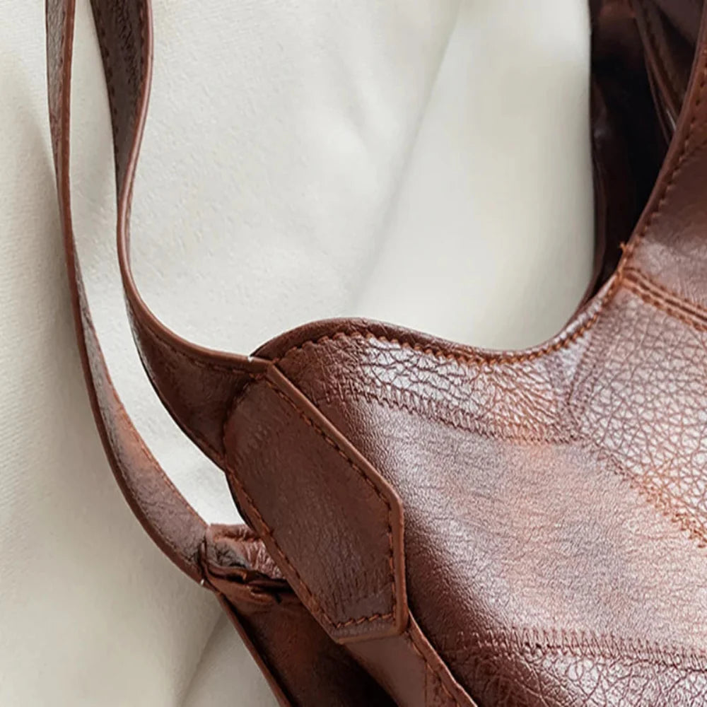 Bolsa Hobo de Couro PU Vintage Feminina