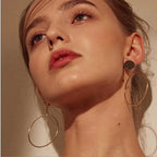 Brincos Geométrico Luxuoso Banhado a Ouro e Prata