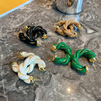 Brincos Geométricos de Couro e Metal - Estilo Europeu