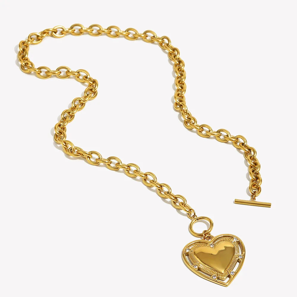 Colar Vintage Coração PVD Aço Inoxidável