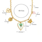 Colar Pingente de Coração e Borboleta em Aço Inoxidável