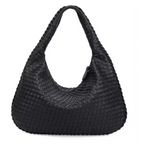 Bolsa Hobo Meia Lua em Couro Vegano Tecido Artesanal