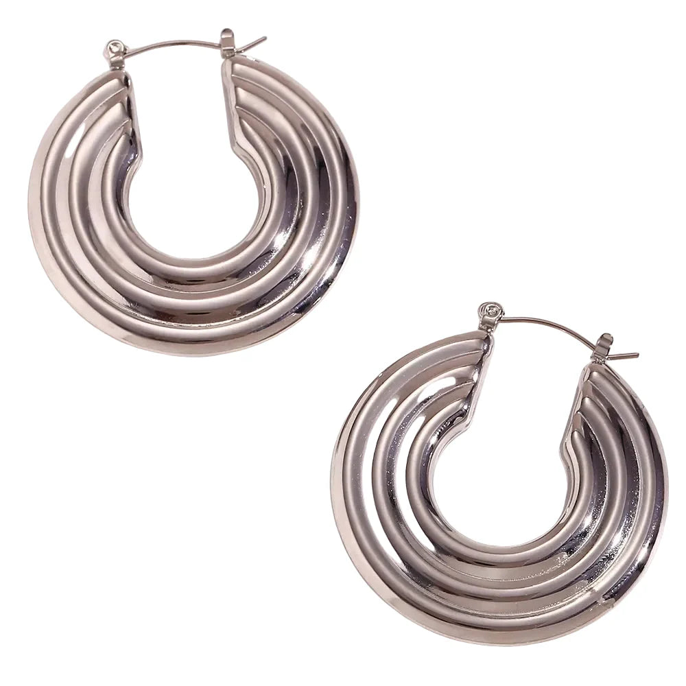 Brincos de Argola Clássico em Aço Inoxidável Banhado a Ouro