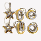 Brincos E.B.belle Dois Tons 18k Ouro Banhado