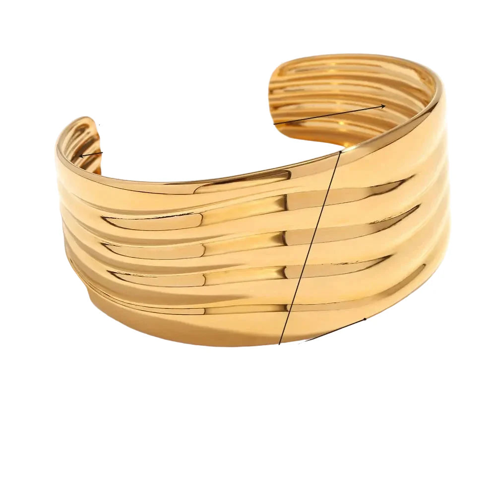 Pulseira em Aço Inoxidável Padrão de Onda