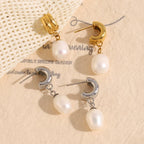 Brincos de Pérola em Aço Inoxidável Hipoalergênico