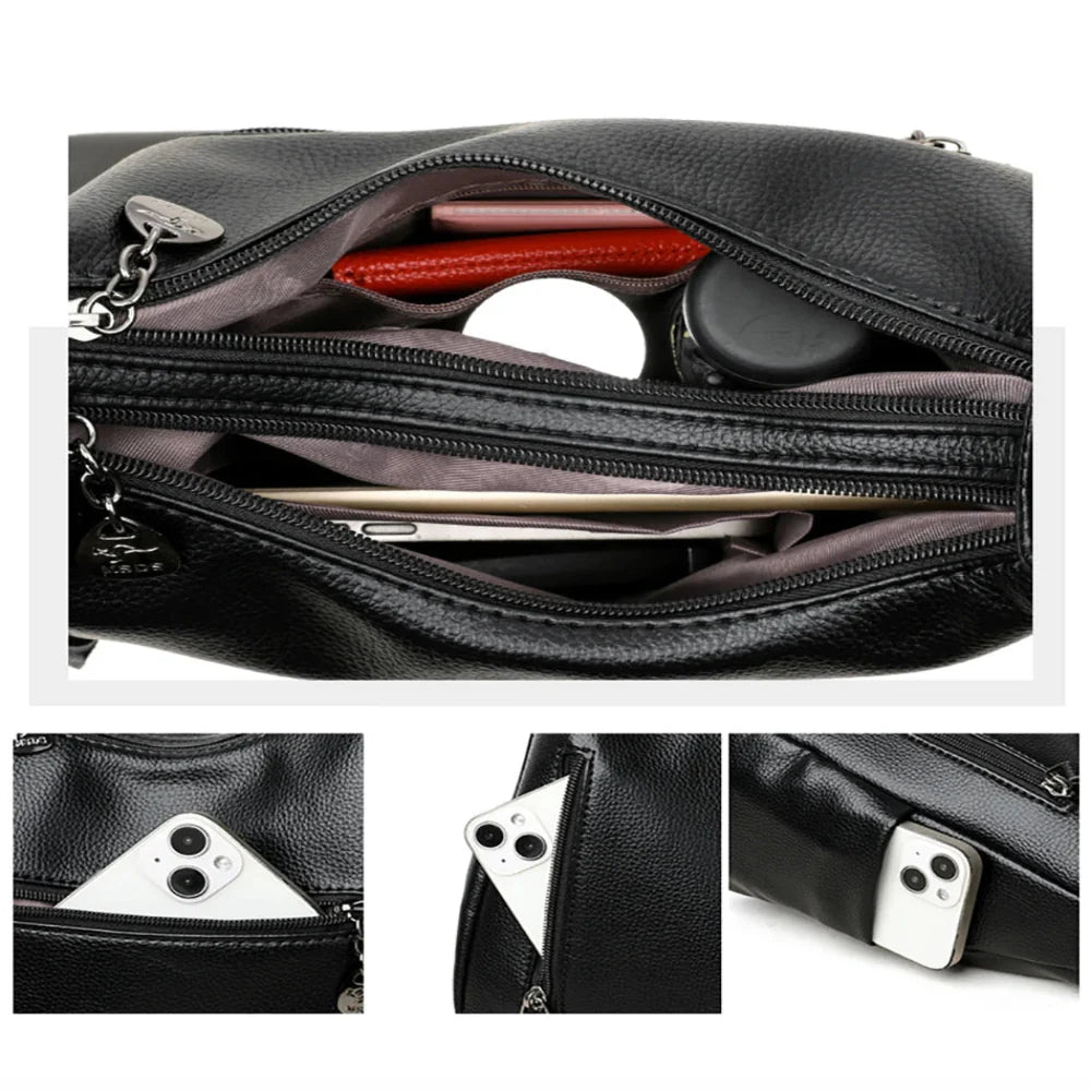 Bolsa Luxuosa Crossbody de Couro Plutônio