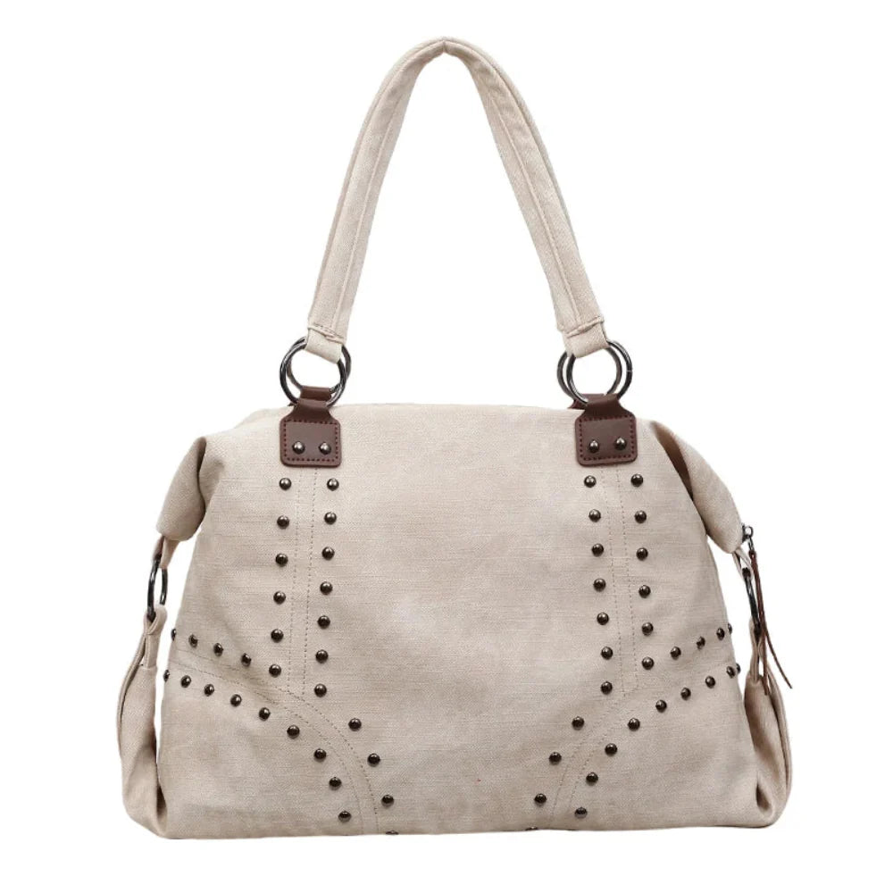 Bolsa de Ombro Punk em Couro Plutônio com Rebites