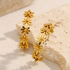 Brinco Flor de Ouro 18K em Aço Inoxidável