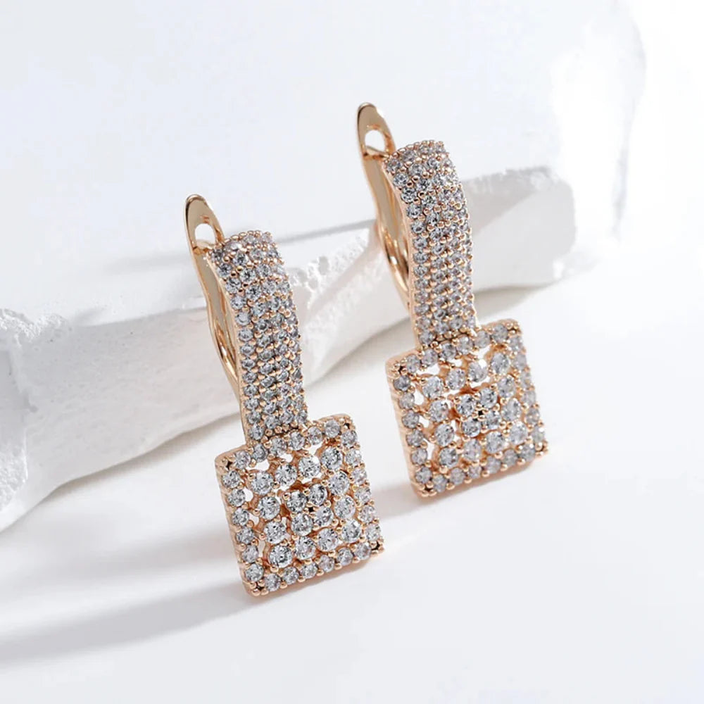 Brincos Vintage de Zircão Natural com Ouro Rosa 585