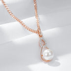 Colar Luxo Geométrico com Pérola e Ouro Rosa 585