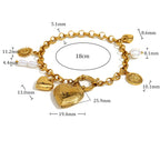 Pulseira Coração Luxuosa em Aço Inoxidável 18K