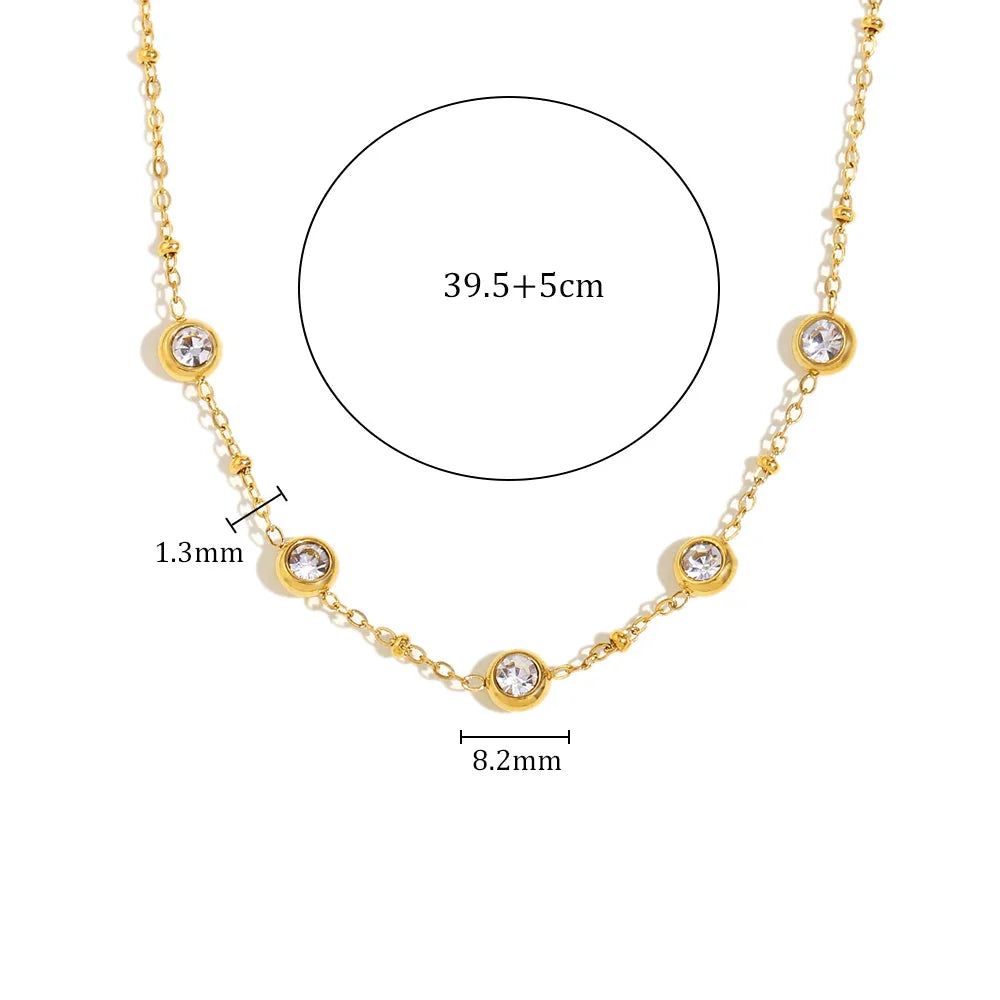 Colar Minimalista de Luxo com Zircão em Aço Inoxidável