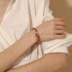 Pulseira Luxuosa de Zircão Multicolorido Banhada a Ouro